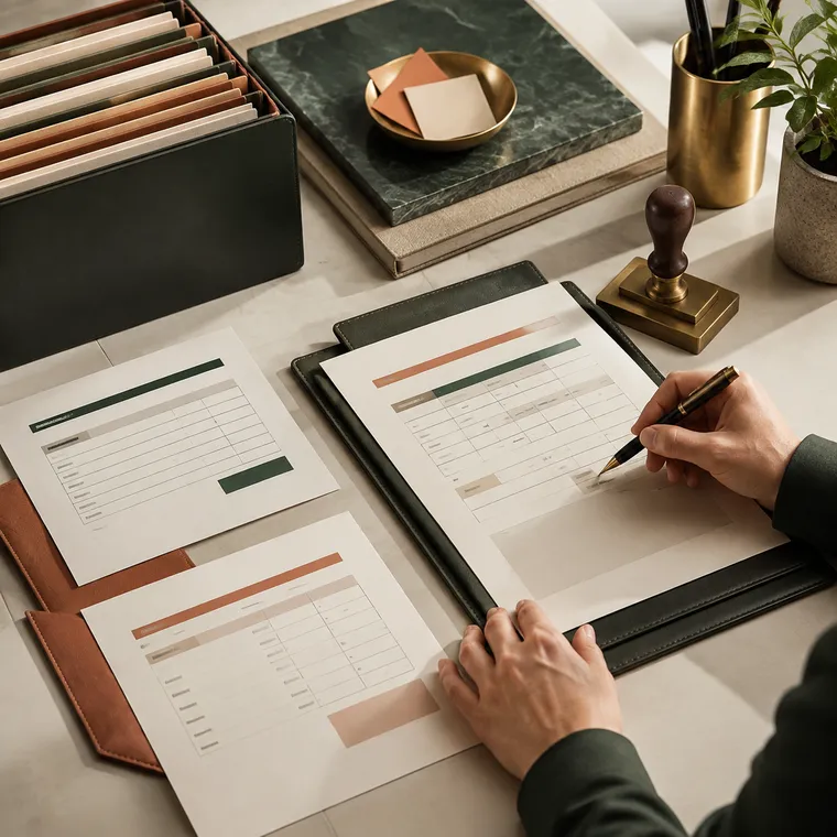 Employee preparing governed business records for approval