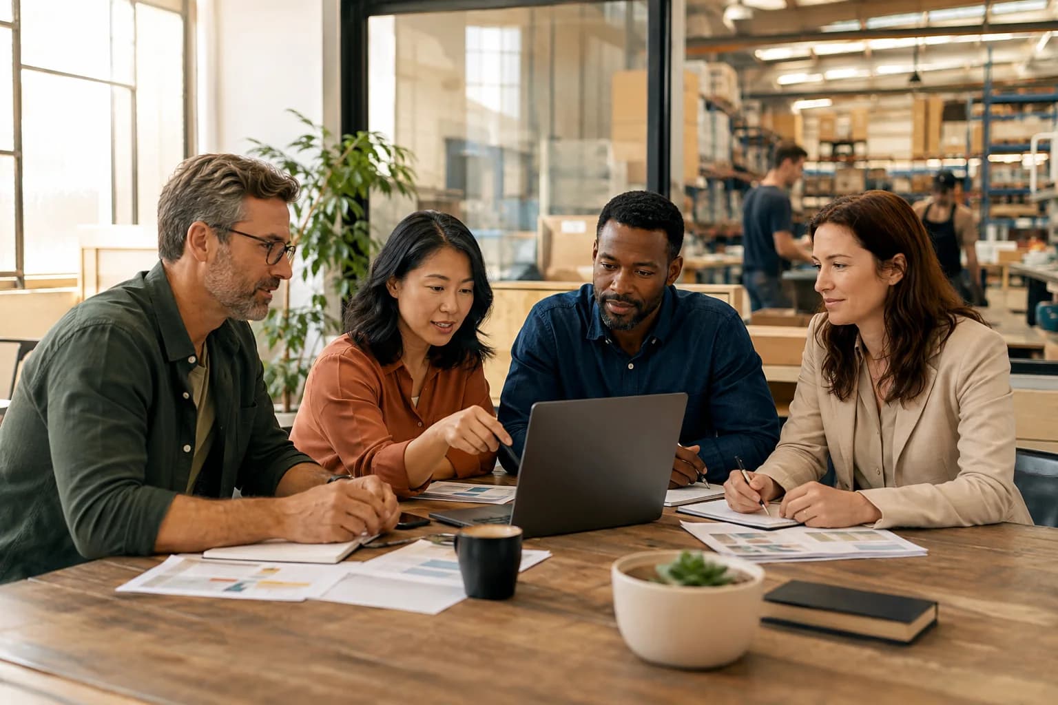 Cross-functional team using connected information during an operations review