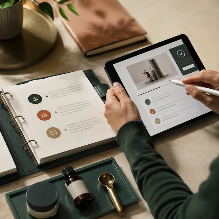 Employee using guided training materials on a tablet