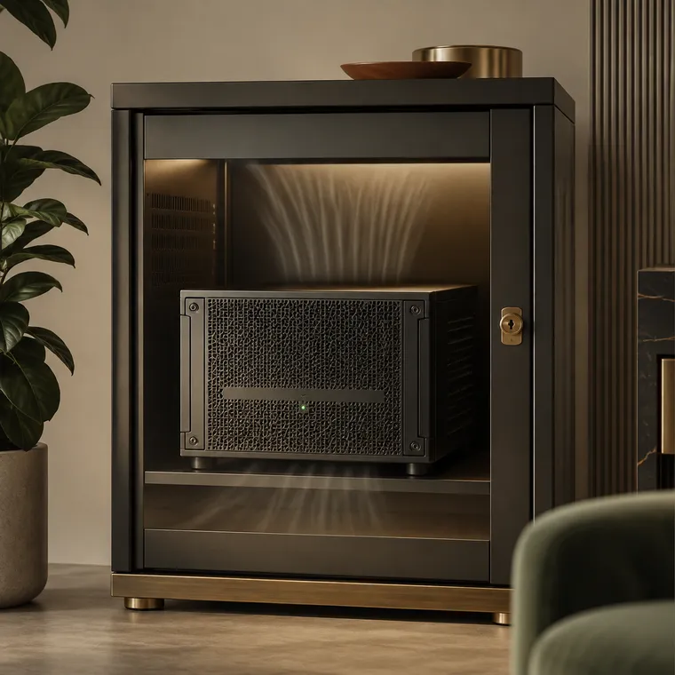 Private server secured inside a locked cabinet