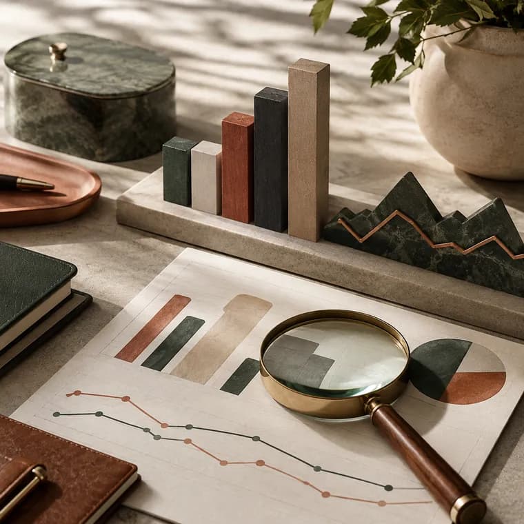 Business charts and reports under review