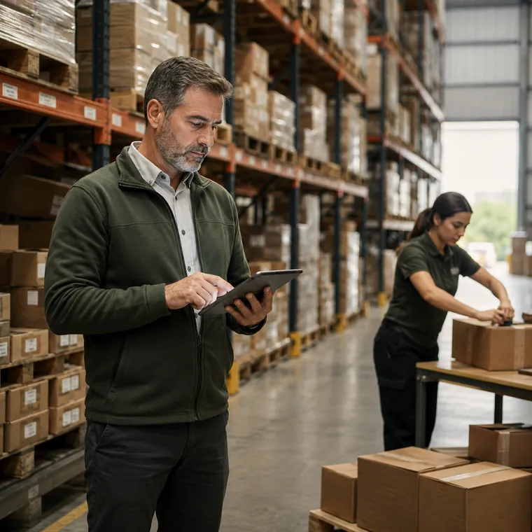 Warehouse manager coordinating inventory and fulfillment