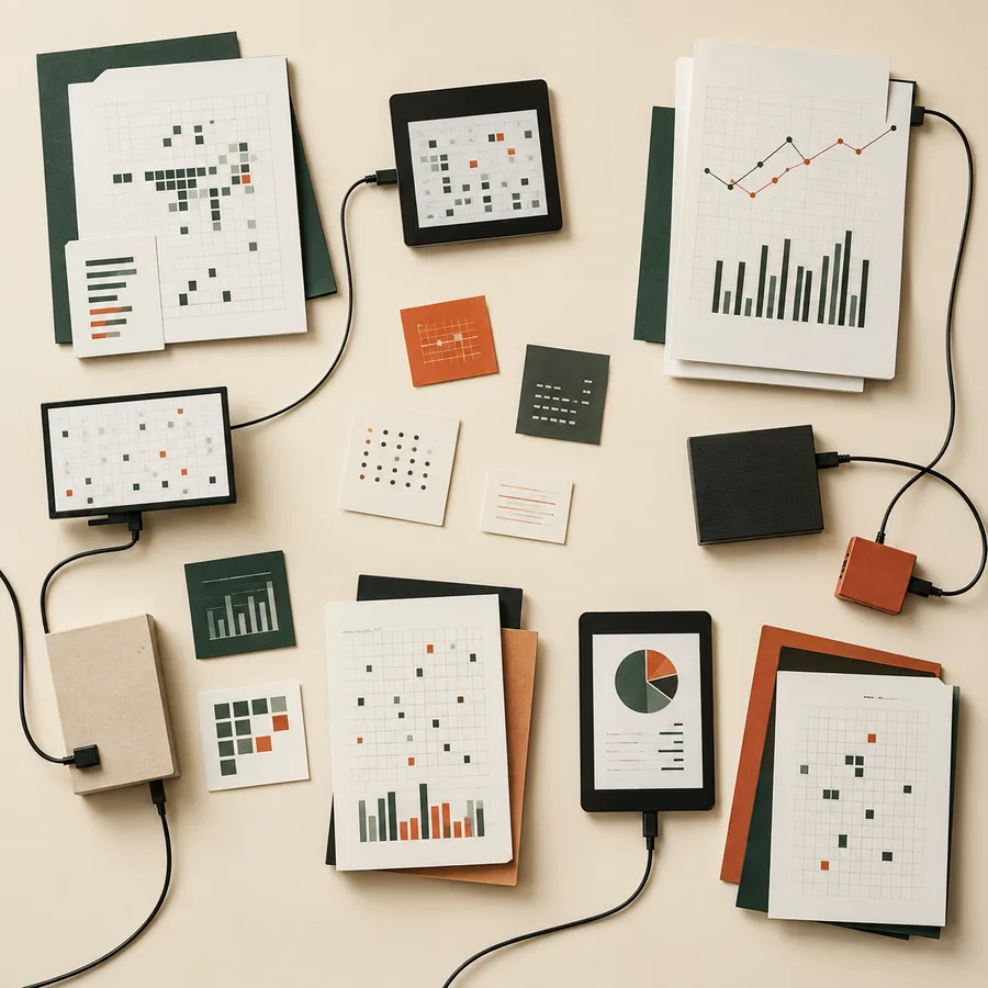 Disconnected reports, data cards, and display panels